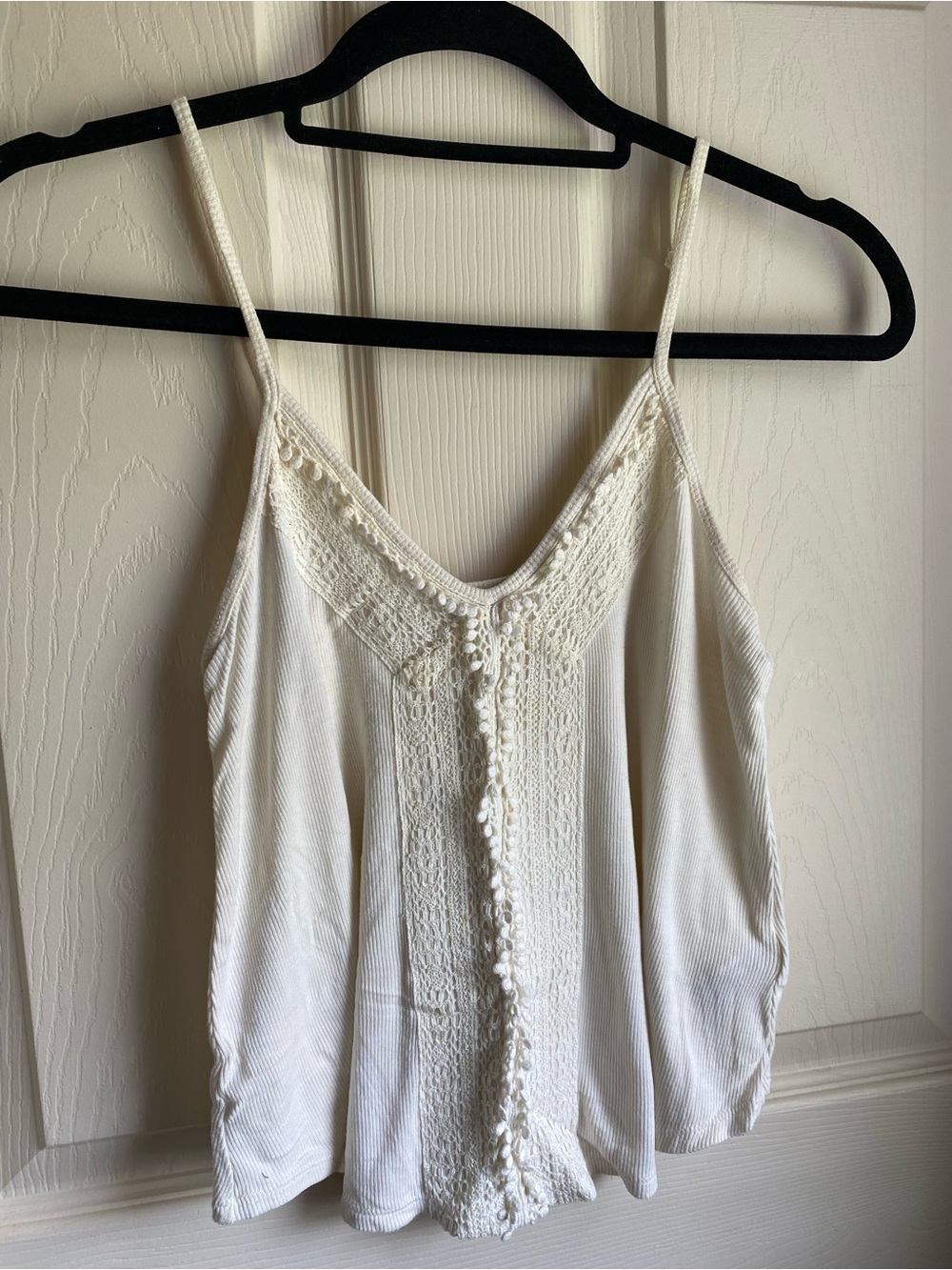 American Eagle Outfitters Cream Crochet-Trim Spaghetti Strap Camisole